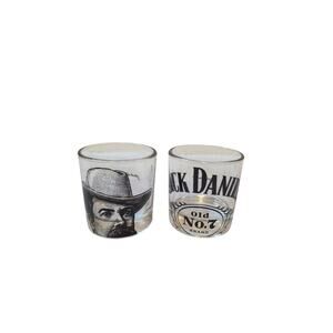 Pair Of Jack Daniels Old No. 7 Brand Whiskey Glasses Cowboy Collectible Barware